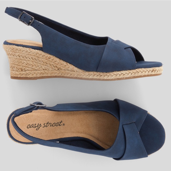 easy street Shoes - Easy Street Devlin Espadrille Wedge Sandal Size 8 in Blue